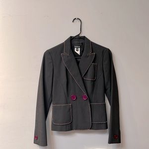 Ladies BEBE Dark Gray w/Purple Pinstripe Blazer | Size 4 | Excellent Condition